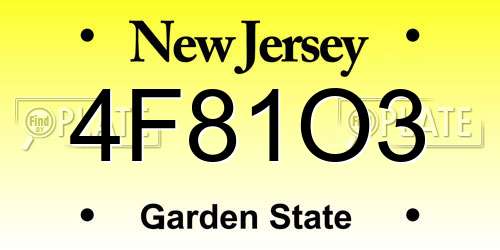 4F81O3 New Jersey License Plate