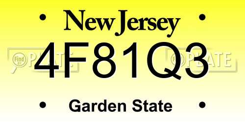 4F81Q3 New Jersey License Plate