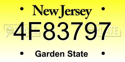 4F83797 New Jersey License Plate
