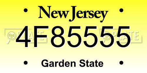 4F85555 New Jersey License Plate