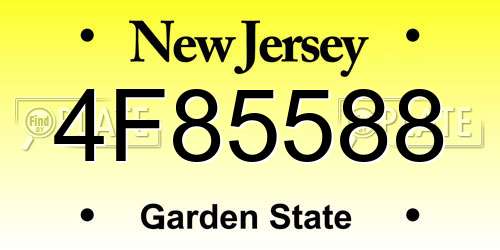 4F85588 New Jersey License Plate
