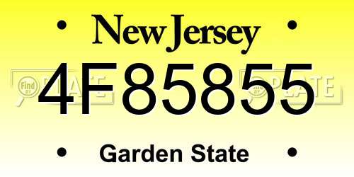 4F85855 New Jersey License Plate