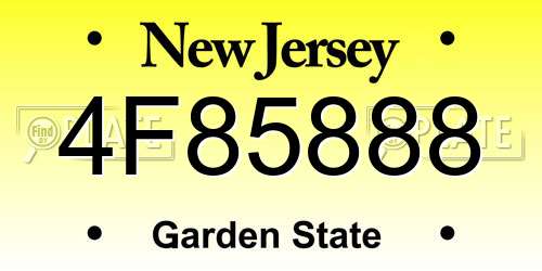 4F85888 New Jersey License Plate