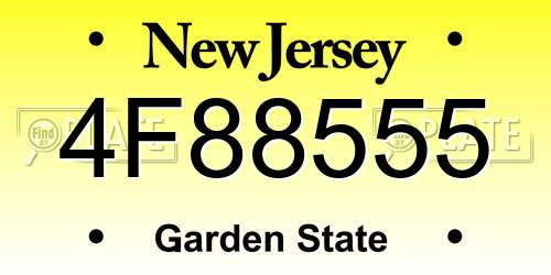 4F88555 New Jersey License Plate