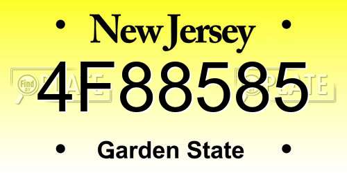 4F88585 New Jersey License Plate