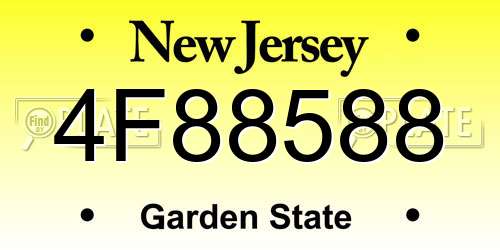4F88588 New Jersey License Plate