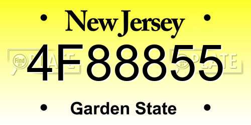 4F88855 New Jersey License Plate