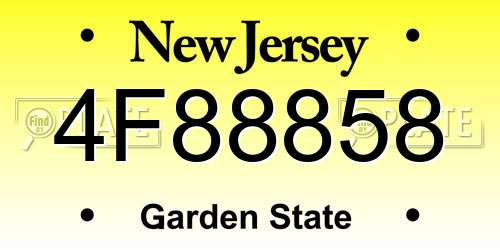 4F88858 New Jersey License Plate