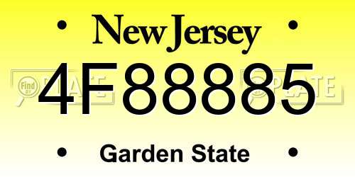 4F88885 New Jersey License Plate