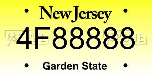 4F88888 New Jersey License Plate