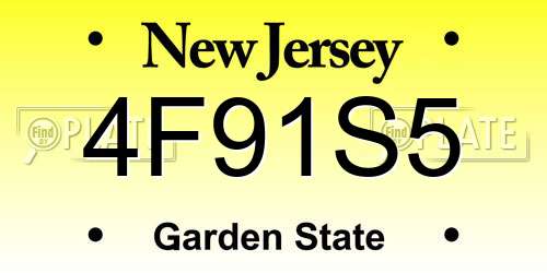4F91S5 New Jersey License Plate