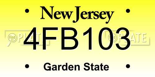 4FB103 New Jersey License Plate