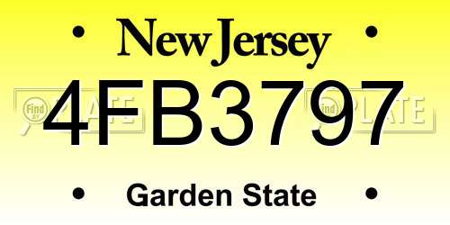 4FB3797 New Jersey License Plate