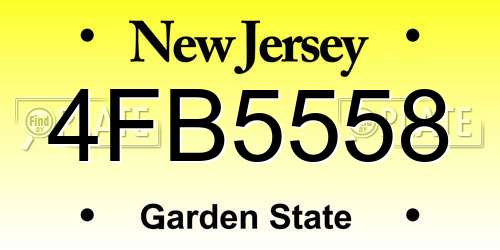 4FB5558 New Jersey License Plate