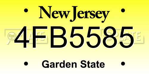4FB5585 New Jersey License Plate