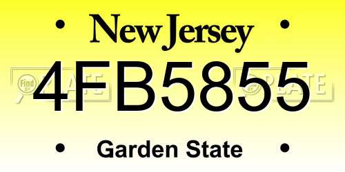 4FB5855 New Jersey License Plate