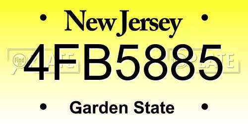 4FB5885 New Jersey License Plate