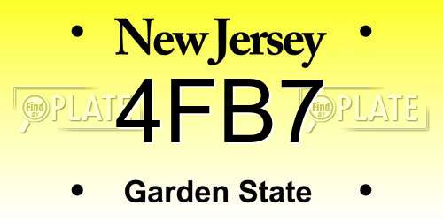 4FB7 New Jersey License Plate