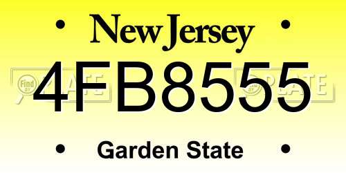 4FB8555 New Jersey License Plate