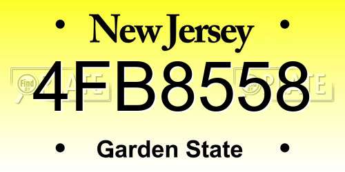 4FB8558 New Jersey License Plate