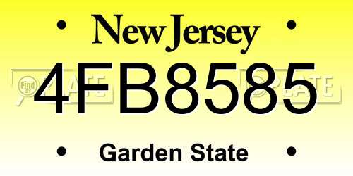 4FB8585 New Jersey License Plate