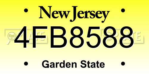 4FB8588 New Jersey License Plate