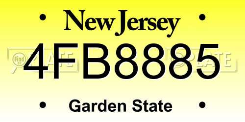 4FB8885 New Jersey License Plate