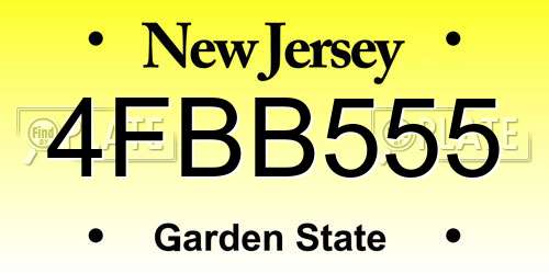 4FBB555 New Jersey License Plate
