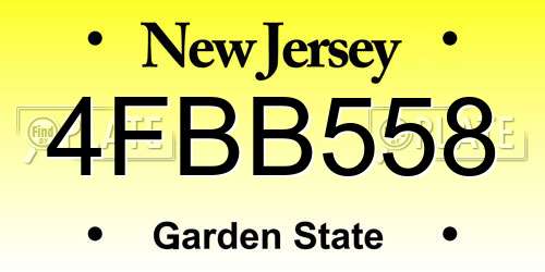 4FBB558 New Jersey License Plate