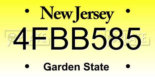 4FBB585 New Jersey License Plate