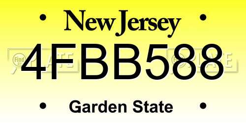 4FBB588 New Jersey License Plate