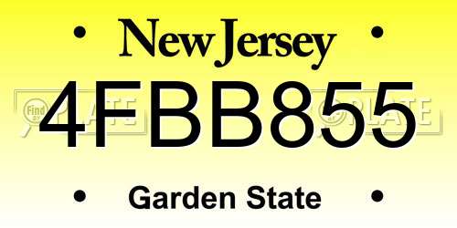 4FBB855 New Jersey License Plate