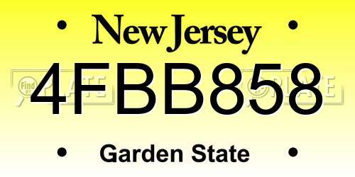 4FBB858 New Jersey License Plate