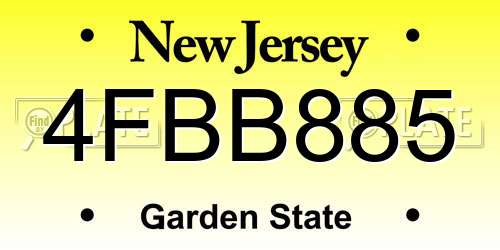 4FBB885 New Jersey License Plate