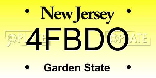 4FBDO New Jersey License Plate