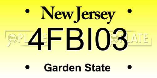 4FBI03 New Jersey License Plate