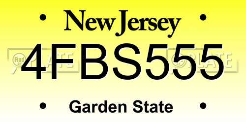 4FBS555 New Jersey License Plate