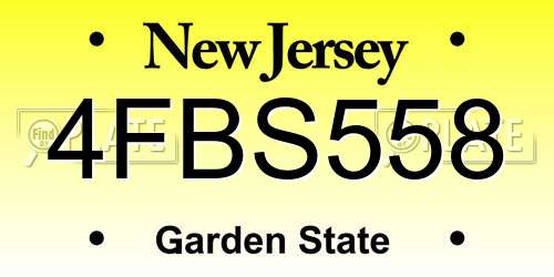 4FBS558 New Jersey License Plate