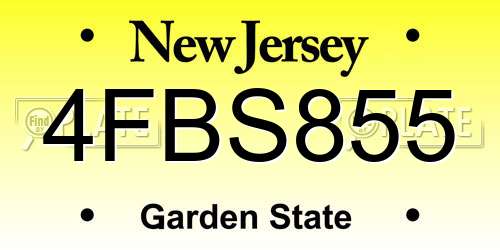 4FBS855 New Jersey License Plate