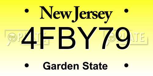 4FBY79 New Jersey License Plate