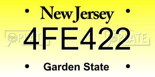 4FE422 New Jersey License Plate