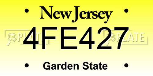 4FE427 New Jersey License Plate