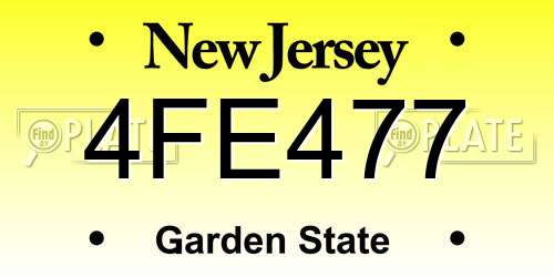 4FE477 New Jersey License Plate