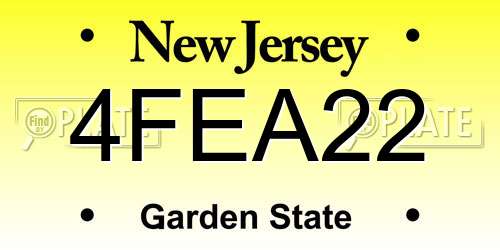 4FEA22 New Jersey License Plate