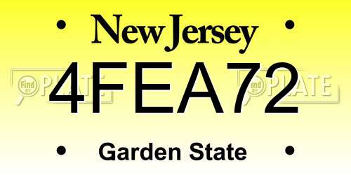 4FEA72 New Jersey License Plate