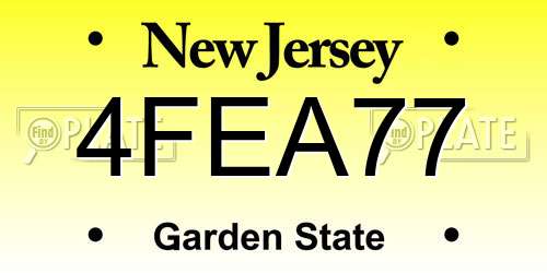 4FEA77 New Jersey License Plate