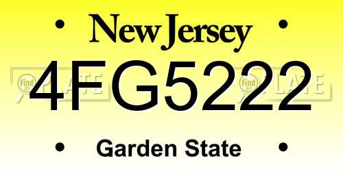 4FG5222 New Jersey License Plate
