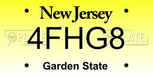 4FHG8 New Jersey License Plate