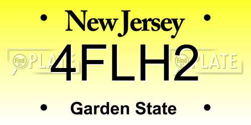 4FLH2 New Jersey License Plate