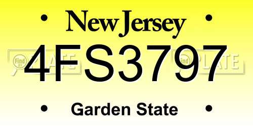 4FS3797 New Jersey License Plate